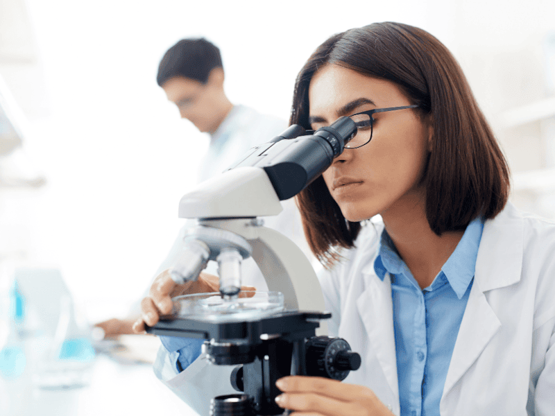 Pathologists working in laboratory setting